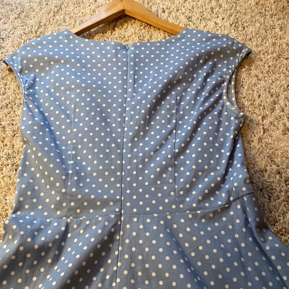 Blue and white polkadot chambray dress - Picture 6 of 6